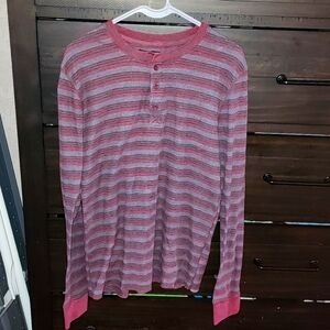 Men's striped long-sleeved shirt by Counter Intelligence, large.